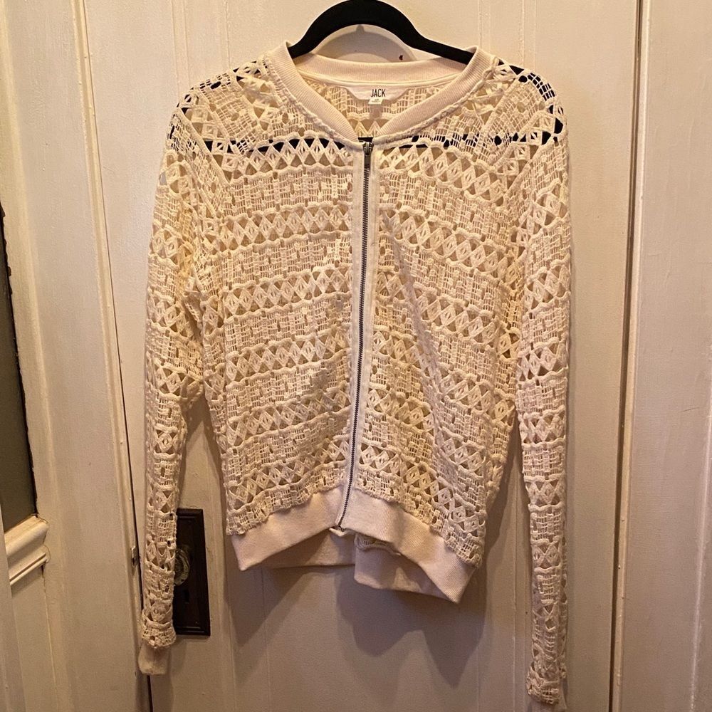 Jack by BB Dakota Cream Lace Jacket/zip up cardigan.